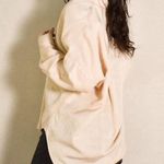 ZARA  Women's Top S Peach Cream 100% Linen 3/4 Sleeve Collared Tunic Oversized Photo 1