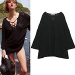 ZARA Double Tie Crochet Bathing Suit Cover Up M Black Photo 1