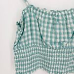 American Eagle ae cottagecore milkmaid peasant cotton linen blend plaid crop top robin egg blue Photo 2