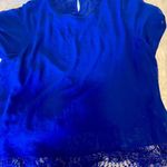 City Chic Blue Short Sleeve Mandarin Collar Blouse Photo 0