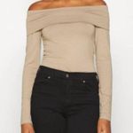 VERO MODA  Tan Brown Mink Panda Off The Shoulder Long Sleeve Top Blouse Shirt M Photo 0