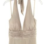 Cache NEW/NWT Pale Gold Shimmer Jersey Halter Maxi Evening Gown Size 12 Formal Photo 1