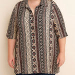 Catherines NWT  Geometric‎ Southwestern Short Sleeve Button Front Shirt Size 4X Photo 0