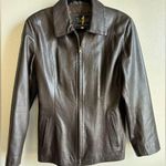 Italian brown leather jacket nwot size 46 Photo 0