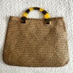 ASIAPHILE Los Angeles Rattan Straw Tote with Tortoise Shell Handles Brown Photo 0