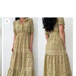 Max Studio  Flowy Ruffle Collar Tiered Yellow Floral Maxi Dress  medium Photo 2