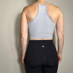 None High Neck Light Blue Gray Ribbed Crop Top Size M Photo 1