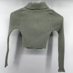 Urban Outfitters Skylar Ribbed Button-front Cropped Sweater Top Collar Green XS Photo 4