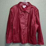 Vintage red leather jacket 80s 90s plus size leather coat button dressy Photo 4