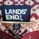 Lands' End Womens Multicolor Fair Isle Fleece Snap Pullover Sweatshirt Size L/P Red Photo 3
