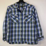 Eddie Bauer Dress Shirt Womens Plaid Sz XL Button Long Sleeve Blue Yellow *FLAW Photo 0