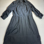 Ann Taylor  Black Dress Shirt Dress Pleated Career Professional Photo 0