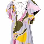 NWT La Ligne Stella Tiered Ruffle Cotton Midi Dress Lavender Swirl Size Medium Purple Photo 9