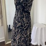 INC Romantic Goth Black Cream Floral Silk Midi Maxi Lace Trimmed Slip Dress 2 XS Photo 6