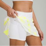 Lululemon Athletica White and Yellow Skater Mini Athletic Shorts Photo 2