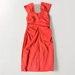 Robert Rodriguez  Cocktail‎ Dress Size 8  Orange Ruched Gathered Mini Cap Sleeve Photo 2