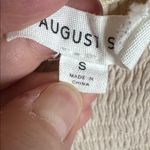 August Sky Cream Smocked Square Neck Long Sleeve Midi Dress Size Small Photo 3