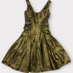 Tadashi Collection Bronze Metallic Fit & Flare Ruched Taffeta Formal Dress Sz 2 Brown Photo 0