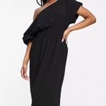 ASOS DESIGN Shirred Waist Midi Dress With Fallen Shoulder Photo 0