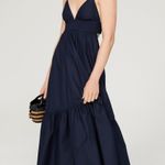 ALC Frank A.L.C. Dark Blue 100% Cotton Sleeveless V-Neck Back Cutout Rhodes Dress Size 4 Photo 0