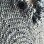 1960s VINTAGE | Unique Blue Beaded V Neck Sweater Dress | Approx size Small Med Photo 6