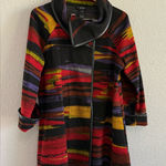 Ali Miles Southwestern Aztec Blanket Sweater/Jacket Size Large Cowl Neck Black Photo 0