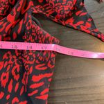 MSK Y2K Red Black Animal Print Blouse Large Ruffle Sheer Flutter Sleeve USA READ Photo 5