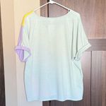 BiBi Women’s Oversized Color Block Rolled Short Sleeve T Shirt Size Medium NWT Pink Photo 1