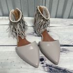 Rebecca Minkoff Faith Fringe Ankle Strap Pointy Shoes Women's Sz 6 M gray Photo 1