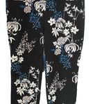 Banana Republic Floral Print Sloan Fit Crop Petite Pants Size 10P Black Blue Photo 0