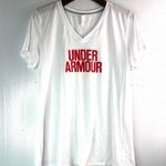 Under Armour  Threadborne Spellout L V-Neck White Short Sleeve Tee Top Photo 5