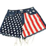 WLM Boutique American Flag Super High Waisted Denim Shorts Blue Size XL Photo 0