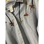 VTG Napa Valley Sz L Embroidered Band Collar Blue Chambray Shirt Blouse Peasant Size L Photo 4