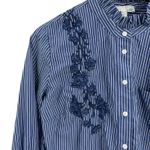 14th & Union  Striped Button Front Embroidered Floral Shirt‎ Size Medium Photo 1