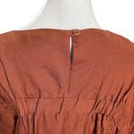 Black Crane Elastic Yoke Midi Dress Size XS Brick Linen Sheath FLAWED Brown Photo 6