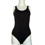 Sofia Vergara medium Seamless black shimmer sleeveless Thong bodysuit Scoop Neck Photo 2