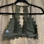 Aerie Boho Lace Racerback Triangle Bralette Olive Green M, NWOT Photo 1