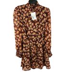 Sanctuary Floral Blouson Mock Neck Georgette Mini Dress Strawberry Fields M NWT Photo 2