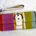 Coach y2k  Vintage 2003 SoHo Striped Suede & Leather Wristlet Wallet Photo 0