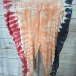 NWT LIVI Women's Size 30/32 Plus Orange Blue Red Tie Dye capri Pants Photo 0