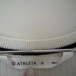 Athleta  On the Town Cream with Black Trim Ribbed Knit Sweater Tunic Top Size M Photo 7