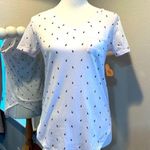 Love Charm  v neck Tshirt white with lightening bolts size medium new with tag. Photo 0