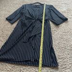 Mlle Gabrielle  Size XL Dress Black Blue White Striped Tie Front Keyhole Neck Photo 4