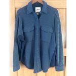 Aerie LumberJane Waffle Shirt Oversized Button Up Navy Blue Women’s size Small Photo 4