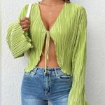 Zaful Tie Front Flounce Sleeve Crop Blouse Womens Size Small Photo 1