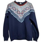 VTG Sunbelt Sportswear Sweatshirt Double Collar Geometric Lace Scallop Navy L Blue Size L Photo 0