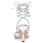 Wild Pair Eross Lace-Up High Heel Dress Sandals- Silver Bling- Size 8 Photo 2