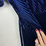 Simplee Apparel Simplee Small Butterfly Sleeve Wrap Navy Blue Velvet Maxi Dress Tie Front Photo 3