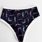 Aerie [] Blue Swimmers Diver Print High Waisted Cheeky Bikini Bottoms Sz Large L Photo 3