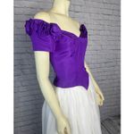 American Vintage 1980s Nation-Wide Purple Satin & White Tulle Gown Rose Appliqué Sleeves USA S Photo 4